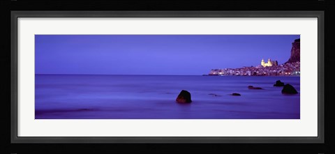 Framed Cefalu At Dusk, Sicily, Italy Print
