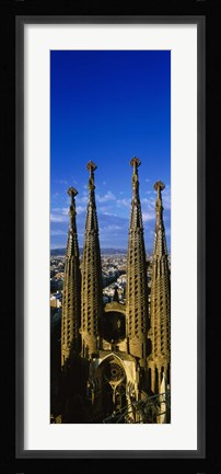 Framed High Section View Of Towers Of A Basilica, Sagrada Familia, Barcelona, Catalonia, Spain Print