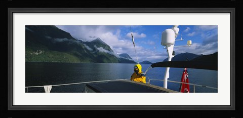 Framed Sailor on a yacht, New Zealand Print