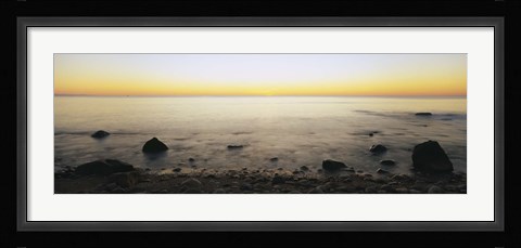Framed Rocks on the beach, Block Island, Rhode Island, USA Print