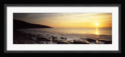 Framed Sunset over the sea, Celtic Sea, Wales Print