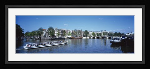 Framed High angle view of a ferry in a lake, Amsterdam, Netherlands Print