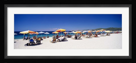 Framed Tourists on the beach, Porto Carras, Sithonia, Chalkidiki, Greece Print