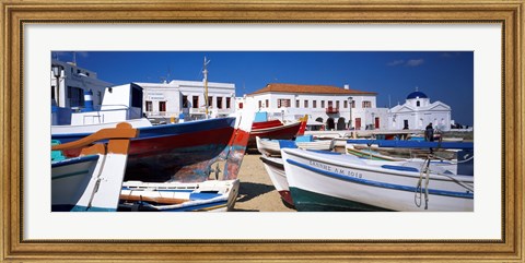 Framed Rowboats on a harbor, Mykonos, Greece Print