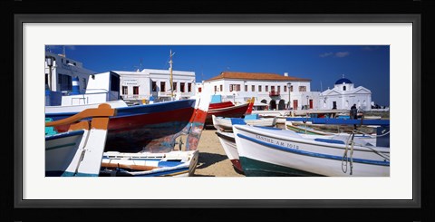 Framed Rowboats on a harbor, Mykonos, Greece Print