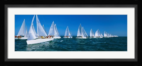 Framed Sailboats racing in the ocean, Key West, Florida Print