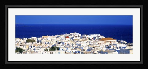 Framed Mykonos, Greece with Bright Blue Water &amp; Sky Print