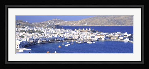 Framed Mykonos Harbor, Greece Print