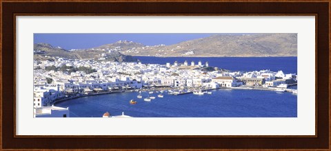 Framed Mykonos Harbor, Greece Print