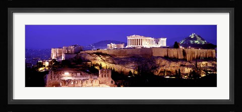 Framed Acropolis at Night Print