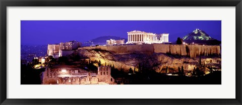 Framed Acropolis at Night Print