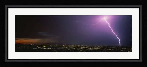 Framed Lightning Storm at Night Print