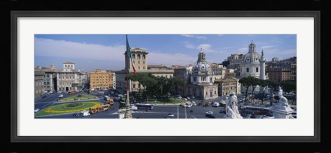 Framed High angle view of traffic on a road, Piazza Venezia, Rome, Italy Print