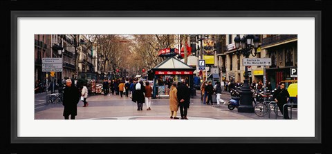 Framed Tourists in a street, Barcelona, Spain Print