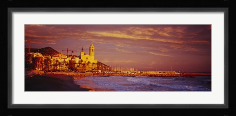 Framed High angle view of a beach, Sitges, Spain Print