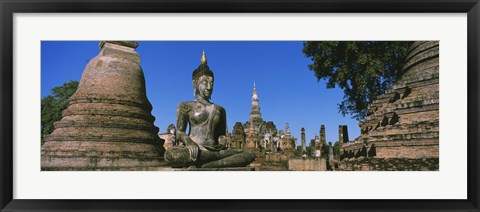 Framed Statue Of Buddha In A Temple, Wat Mahathat, Sukhothai, Thailand Print