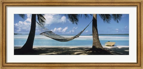 Framed Hammock on the beach, Cook Islands South Pacific Print