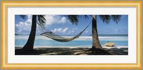 Framed Hammock on the beach, Cook Islands South Pacific Print