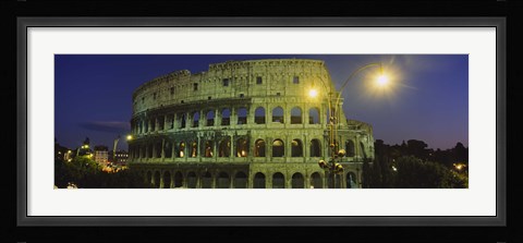 Framed Ancient Building Lit Up At Night, Coliseum, Rome, Italy Print