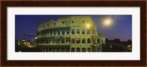 Framed Ancient Building Lit Up At Night, Coliseum, Rome, Italy Print