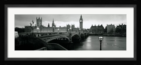 Framed Bridge across a river, Westminster Bridge, Houses Of Parliament, Big Ben, London, England Print