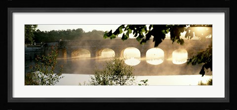 Framed Stone Bridge In Fog, Loire Valley, France Print