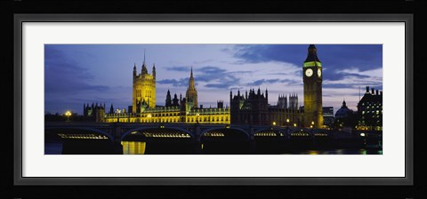 Framed Government Building Lit Up At Night, Big Ben And The Houses Of Parliament, London, England, United Kingdom Print