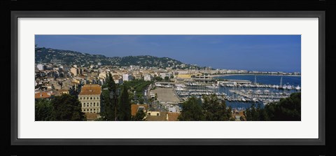 Framed Aerial View Of Boats Docked At A Harbor, Nice, France Print