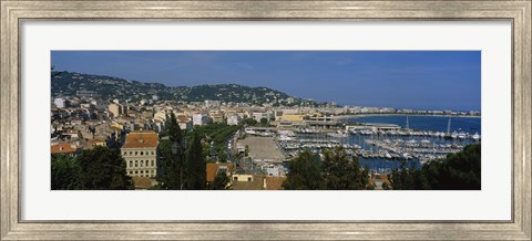 Framed Aerial View Of Boats Docked At A Harbor, Nice, France Print