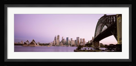 Framed Sydney Harbor Bridge with Purple Sky, Sydney, Australia Print