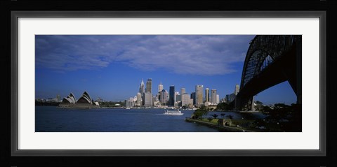Framed Skyscrapers On The Waterfront, Sydney Harbor Bridge, Sydney, New South Wales, United Kingdom, Australia Print