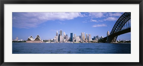 Framed Sydney Harbor Bridge and Skyscrapers, Sydney, Australia Print