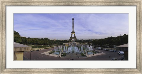 Framed Fountain in front of a tower, Eiffel Tower, Paris, France Print