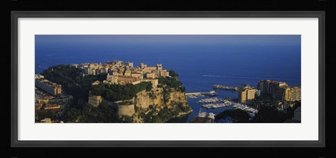 Framed High Angle View Of A City At The Waterfront, Monte Carlo, Monaco Print