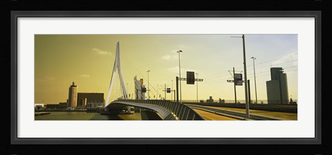 Framed Bridge across the river, Erasmus Bridge, Rotterdam, Netherlands Print