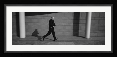 Framed Side Profile Of A Businessman Running With A Briefcase, Germany Print