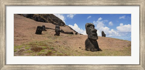 Framed Close Up of Moai statues, Easter Island, Chile Print