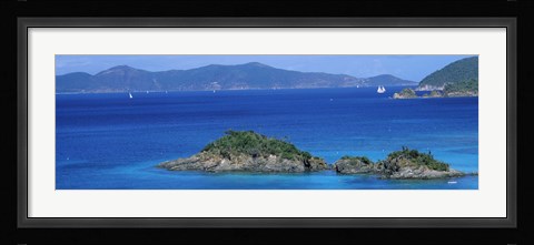 Framed Islands in the sea, Trunk Bay, St. John, US Virgin Islands Print