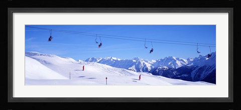 Framed Ski Lift in Mountains Switzerland Print
