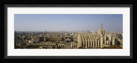 Framed Aerial view of a cathedral in a city, Duomo di Milano, Lombardia, Italy Print