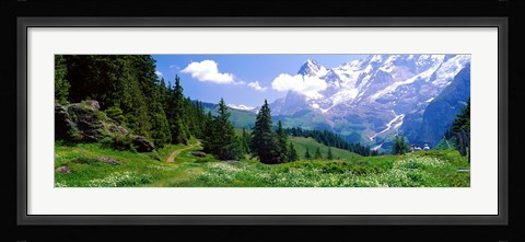 Framed Alpine Scene Near Murren Switzerland Print