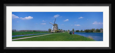 Framed Windmill and Canals near Leiden The Netherlands Print