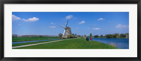 Framed Windmill and Canals near Leiden The Netherlands Print