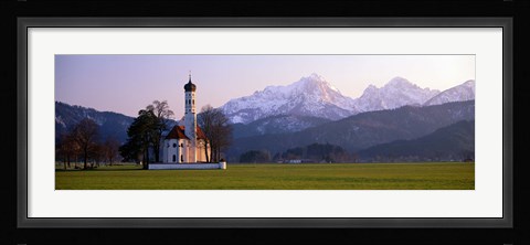 Framed St Coloman Church and Alps Schwangau Bavaria Germany Print
