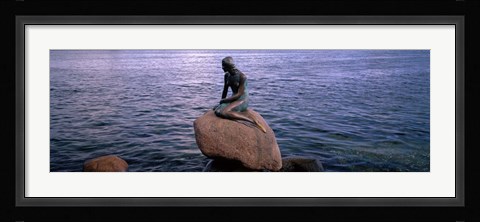 Framed Little Mermaid Statue on Waterfront Copenhagen Denmark Print