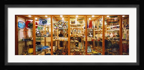 Framed Glassworks display in a store, Murano Glassworks, Murano, Venice, Italy Print