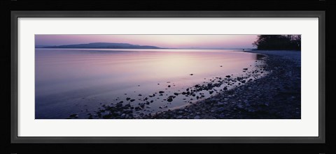 Framed Beach at sunset, Lake Constance, Germany Print
