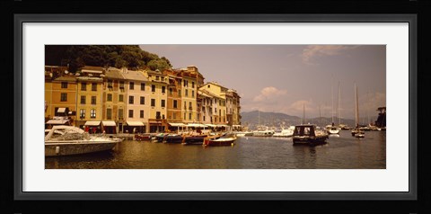 Framed Boats in a canal, Portofino, Italy Print