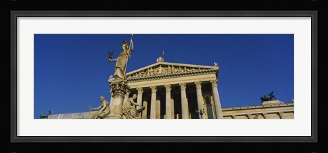 Framed Fountain in front of a government building, Pallas Athena Fountain, Parliament Building, Vienna, Austria Print