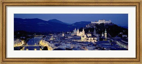 Framed High Angle View Of Buildings In A City, Salzburg, Austria Print